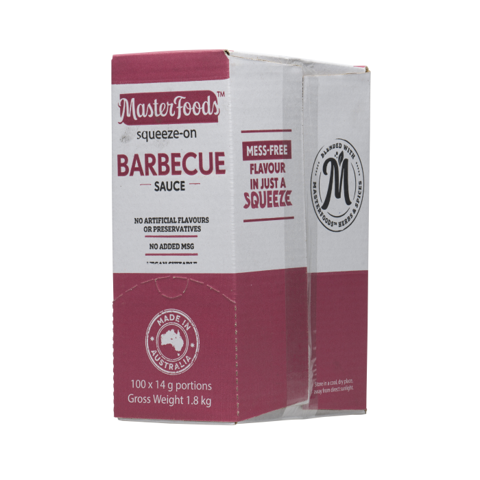 Sauce BBQ Squeeze On 100x14G.