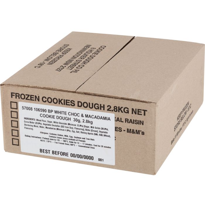 CDC Cookie White Choc & Macadamia 30G Frozen 2.8kg MB